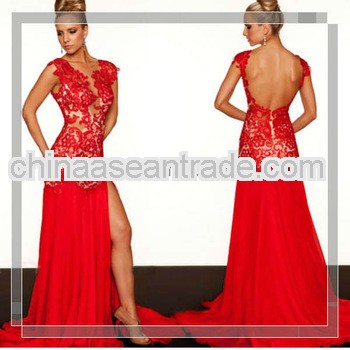 Style Number N228 Red Lacer Full length Evening Dress