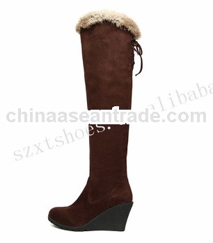 Suede thigh high boots womens genuine suede boots high heel fur boots
