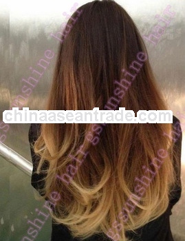 Super Hot three tone ombre color #1b/33/22 natural straight indian human hair 3x3 silk top glueless 