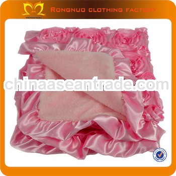 Super soft fabric for baby blanket Pink 3D printing rosette flower cotton fleece blanket 15 colors w