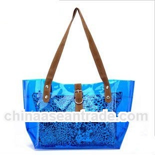 Superstar shining clear pvc blue handbag