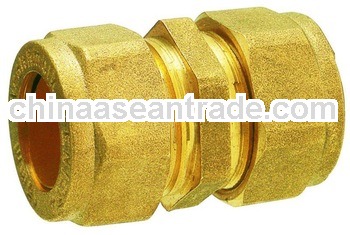 T1103 Brass DZR Compression Coupling Str/Red