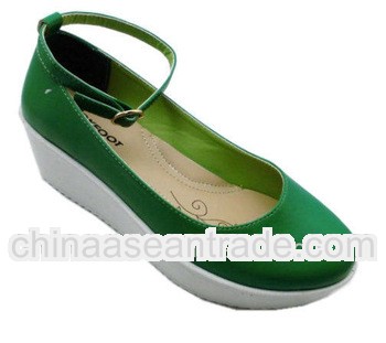 TODDER-1002 new design ladies shoes with ankle strap and shinning PU upper