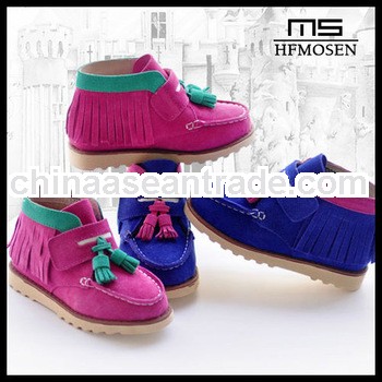 TS1065 Children models cute fashion cotton padded shoes bow bottomed Girls Dermis tassel shoes