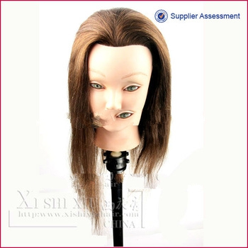 The short brown 100% human hair training head