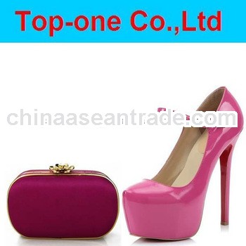 Top-one women fashion crystal high heel sandals lady dress shoes and bag set