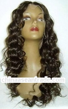 Top quality 22" 2# deep wave Brazilian hair lace front wig