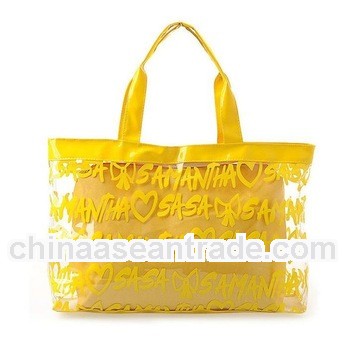 Transparent pvc handbag with inside pouch