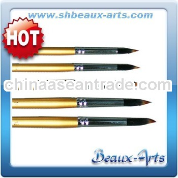 Tricolor synthetic Round Paint Brush/Brass/Long,Yellow Handle