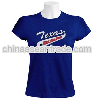 USA shiny blue round neck printing T shirts