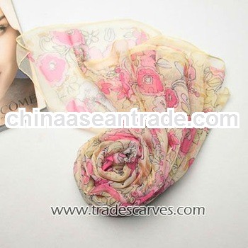 Unique design floral spring georgette silk chic scarf