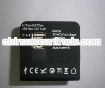 Universal travel charger with 2.1A usb port for travel gift
