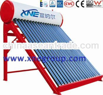 Unpressurized evacuated tube solar water heater system with porcelain enamel tank