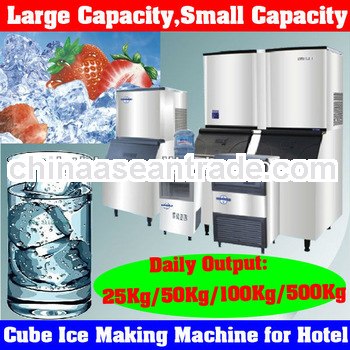 Vertical Stainless Cube Ice Maker Manufacturer with Ice Capacity of 500Kg per Day,Cube Ice Maker for