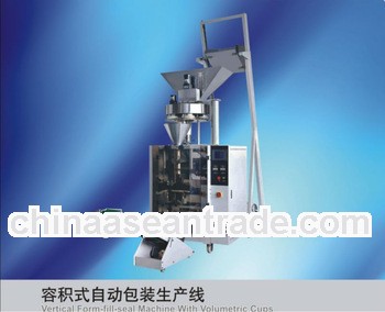 Vertical form fill and seal machine with volumetric cups