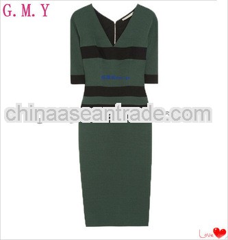 Victoria chevron dress with sexy V neck women garment