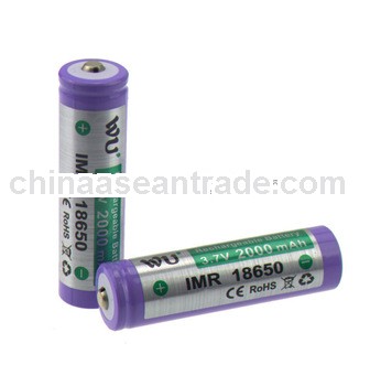 WU IMR 18650 battery 3.7v 2000mah lithium ion recharge battery