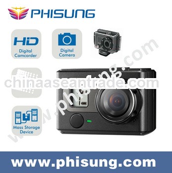 Waterproof case 5.0MP 170 degree wide angle 1080p sport dvr camera