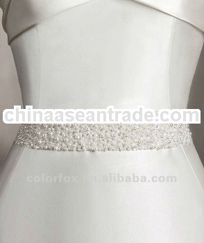 White Fashion Belts and Sashes with Full Beaded Pearls for DIY Bridal Dress