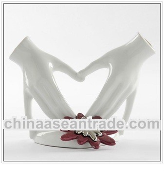 White glaze with electroplate silver modern ceramic crats for home decoration souvenir and gifts Hot