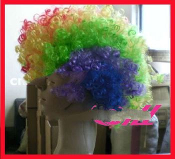 Wholesale 2013 Sport Fan Wigs Afro Curl Wigs Crazy Color Wigs