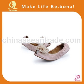 Wholesale Beauty Flower Foldable Girl peep toe flat shoe