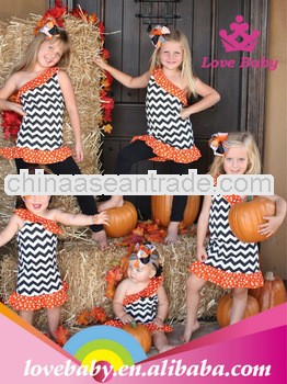 Wholesale Hallowmas one-shoulder chevron baby dress