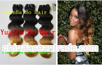 Wholesale Price 18" #1B#33#144 Ombre Color, Body Wave, Peruvian hair weaving