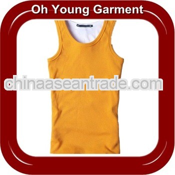 Wholesale Women's Cotton/Spandx Blank Plain Yellow Tank Top For Ladies