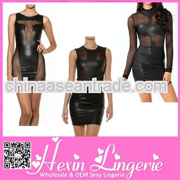 Wholesale black transparent fashion lady One-Piece Dress