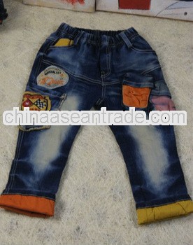 Wholesale brand name kids clothes,kids long jeans trousers #4013