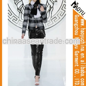 Women New Black Faux Leather Zippers Skinny Jeggings Pants shiny leather pants (HYPU207)