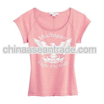 Women fashion design cotton eagle printing pink T shirts
