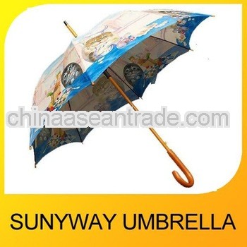 Wooden Stick Shaft Full Color Umbrella