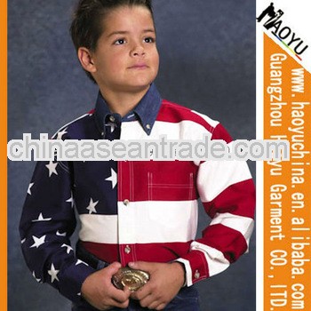 Young boys shirt children's wear slim children jeans with american flag jeans (HYK54)