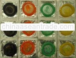 Coloured and flavoured condoms
