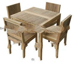 Strips and Plank Square Dining Set
