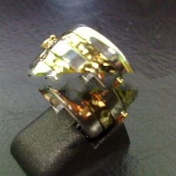 RFMN0061 - Sterling Silver Ring Contemporary with Brass Accents