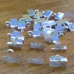 925 Sterling silver Rectangular End Cap 6 x 10 x 2 mm