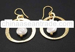 Brass Earrings with Pearls