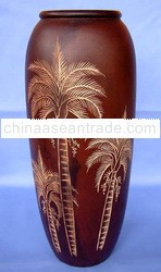 High Quality Teak Wood Carved Wooden Vase