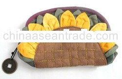 floral coin purse,sunflower coin purse, handmade coin purse, novelty coin purse,