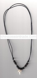 Adjustable Shark Tooth Necklace w. Coco Bead and Metal Bead Accent