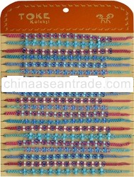 Cotton Bracelet With Eye Cat Beads And Plastic Beads,