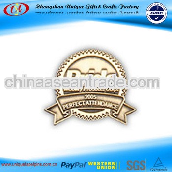 antique gold metal soft enamel lapel pin