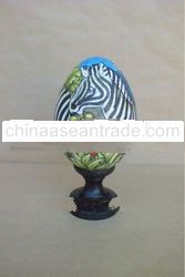 Wooden Duck Egg With "Zebra"