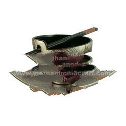 High quality eco-friendly hand made vietnam black & silver leaf lacquered dinner set with handpa