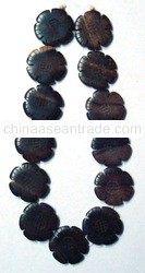 Tiger Ebony Carved Flower Wood Beads 30x5-6mm (Te-30214)