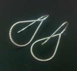 EWFMN47 - 925 Sterling Silver Teardrop Ear Wire with Flat Wrapped Wire