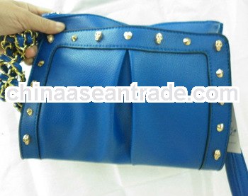 attractive royal blue women's PU hand bag